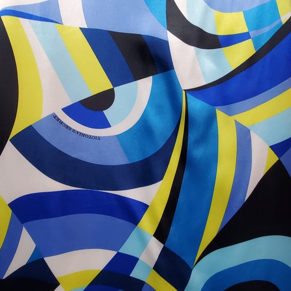 RARE Vtg Victoria's Secret Satin Robe XS Funky Geometric Dopamine Fleece Lined - Picture 15 of 16